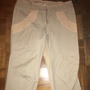 Vivienne Tam beige twill pants with fabric detail